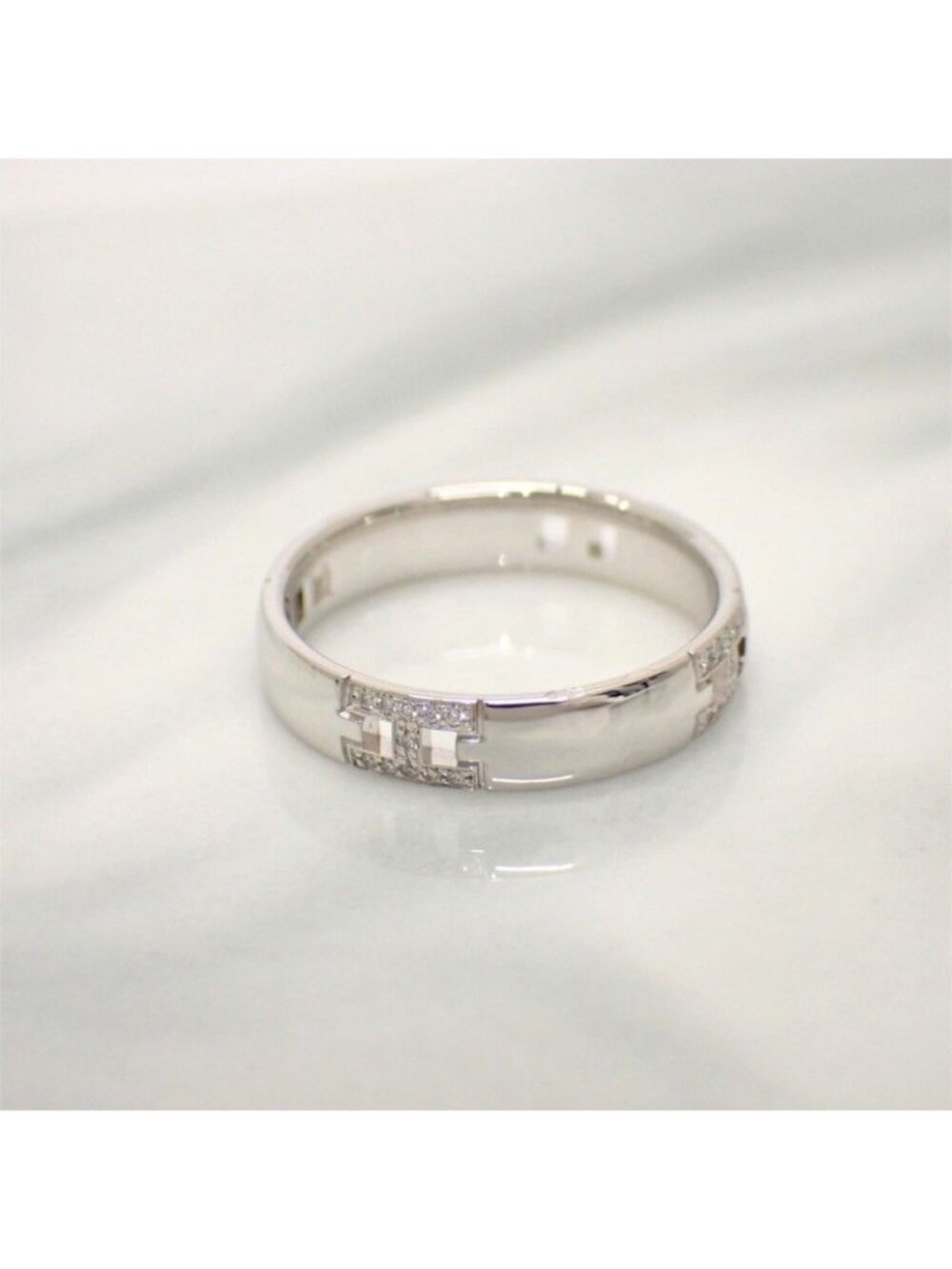 Hermes Ever Herakles 48 Ring Wedding Marriage 18k White Gold Diamond